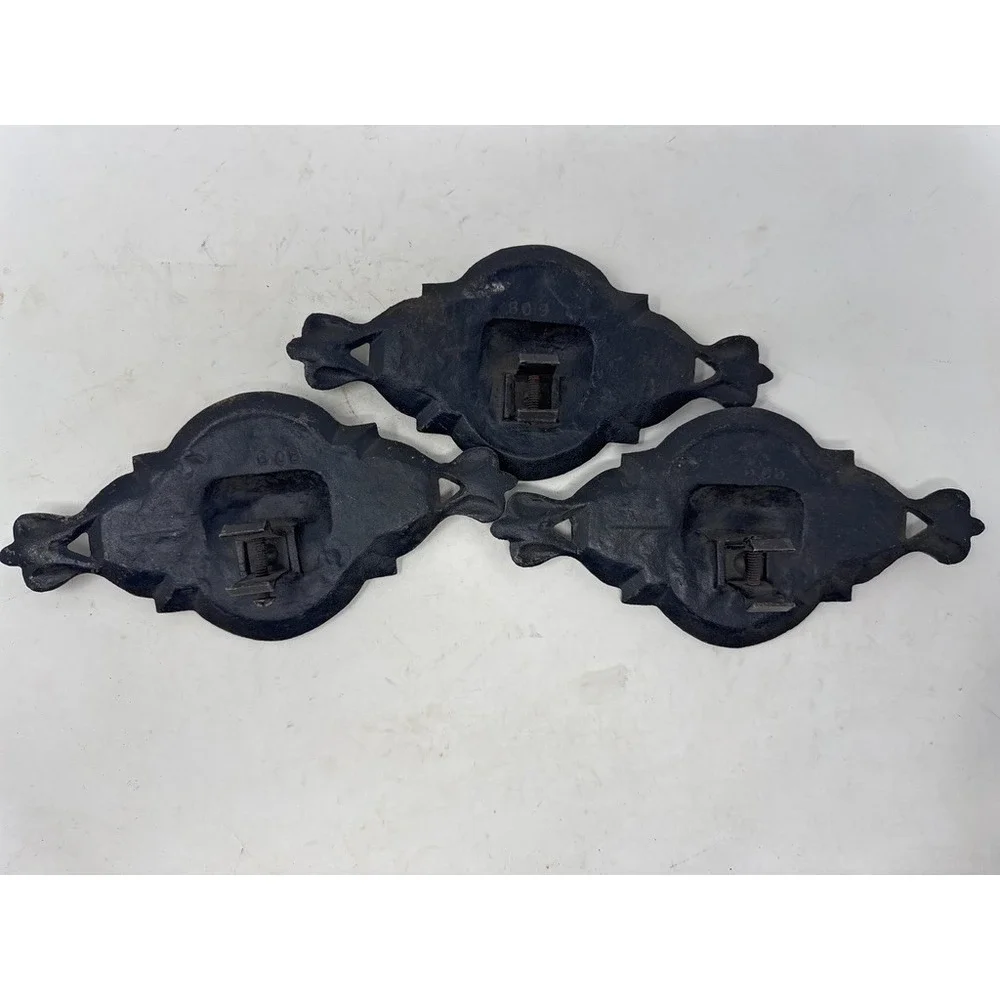 3 Antique Cast Iron Curtain Rod Ceterpieces